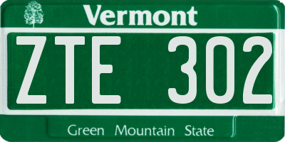 VT license plate ZTE302