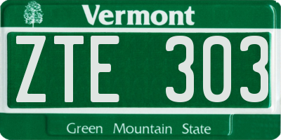 VT license plate ZTE303