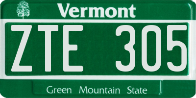 VT license plate ZTE305