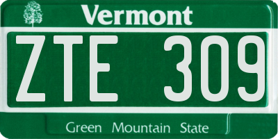 VT license plate ZTE309