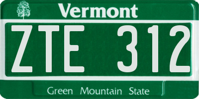 VT license plate ZTE312