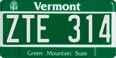 VT license plate ZTE314