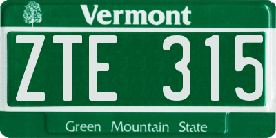 VT license plate ZTE315