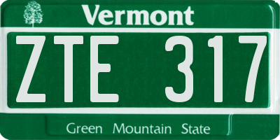 VT license plate ZTE317
