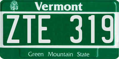 VT license plate ZTE319