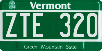 VT license plate ZTE320
