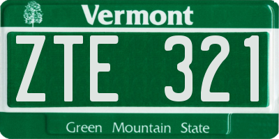 VT license plate ZTE321