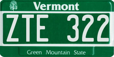 VT license plate ZTE322