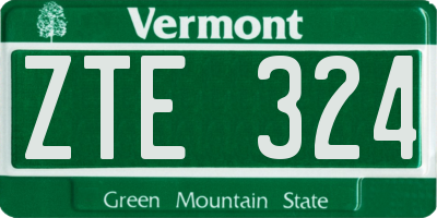 VT license plate ZTE324