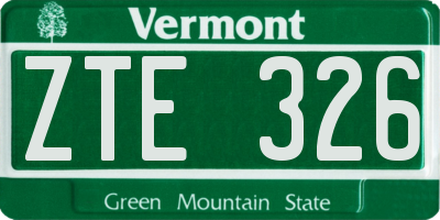 VT license plate ZTE326