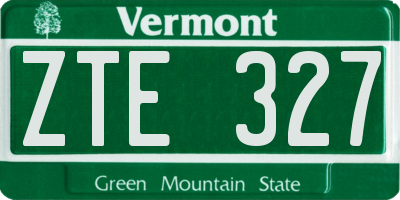 VT license plate ZTE327