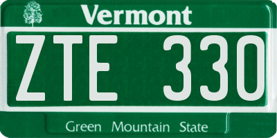 VT license plate ZTE330