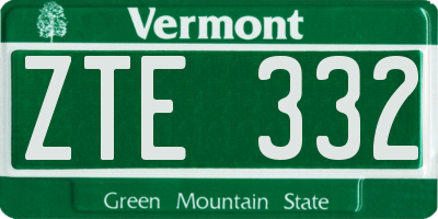VT license plate ZTE332