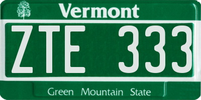 VT license plate ZTE333