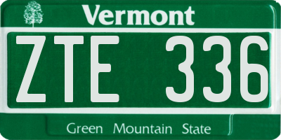 VT license plate ZTE336