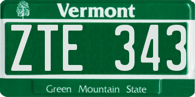 VT license plate ZTE343