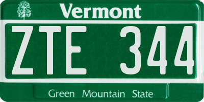 VT license plate ZTE344