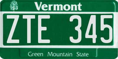 VT license plate ZTE345