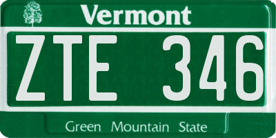 VT license plate ZTE346