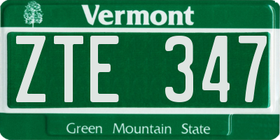 VT license plate ZTE347