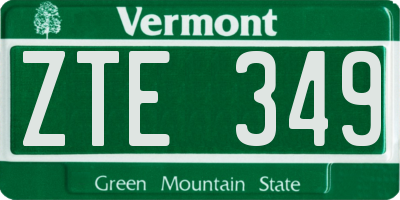 VT license plate ZTE349