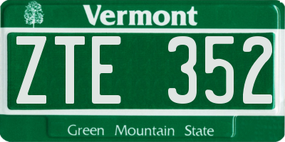 VT license plate ZTE352