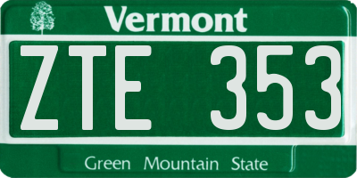 VT license plate ZTE353