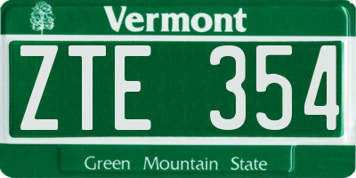 VT license plate ZTE354