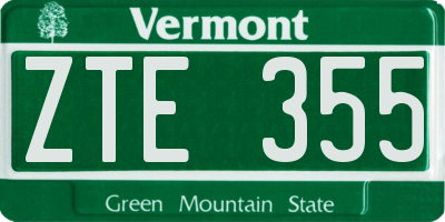 VT license plate ZTE355