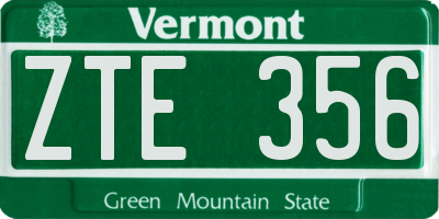 VT license plate ZTE356