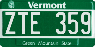 VT license plate ZTE359
