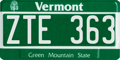 VT license plate ZTE363