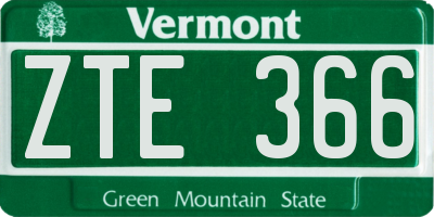 VT license plate ZTE366