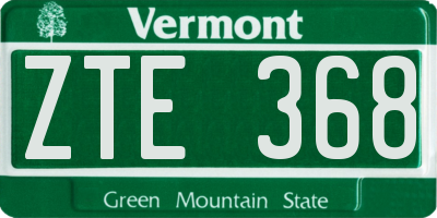 VT license plate ZTE368