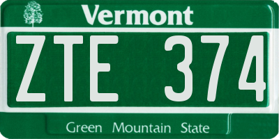 VT license plate ZTE374