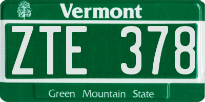 VT license plate ZTE378