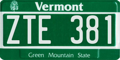 VT license plate ZTE381
