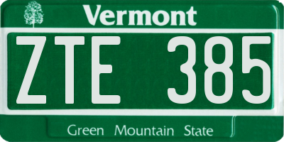VT license plate ZTE385