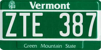 VT license plate ZTE387