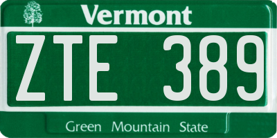 VT license plate ZTE389