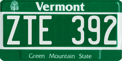 VT license plate ZTE392