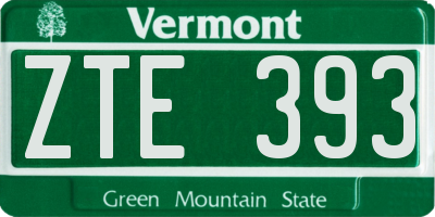 VT license plate ZTE393