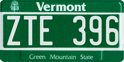 VT license plate ZTE396