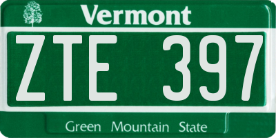 VT license plate ZTE397