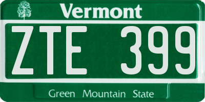 VT license plate ZTE399