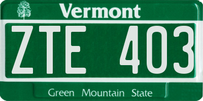 VT license plate ZTE403