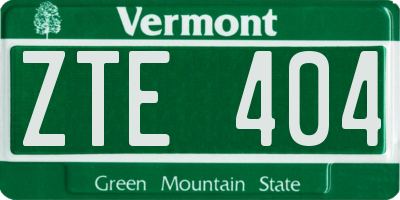 VT license plate ZTE404