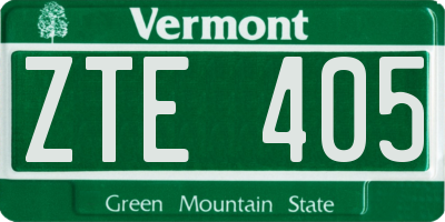 VT license plate ZTE405
