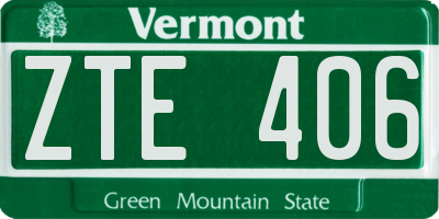 VT license plate ZTE406