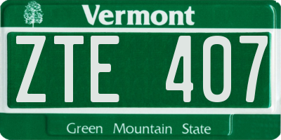 VT license plate ZTE407
